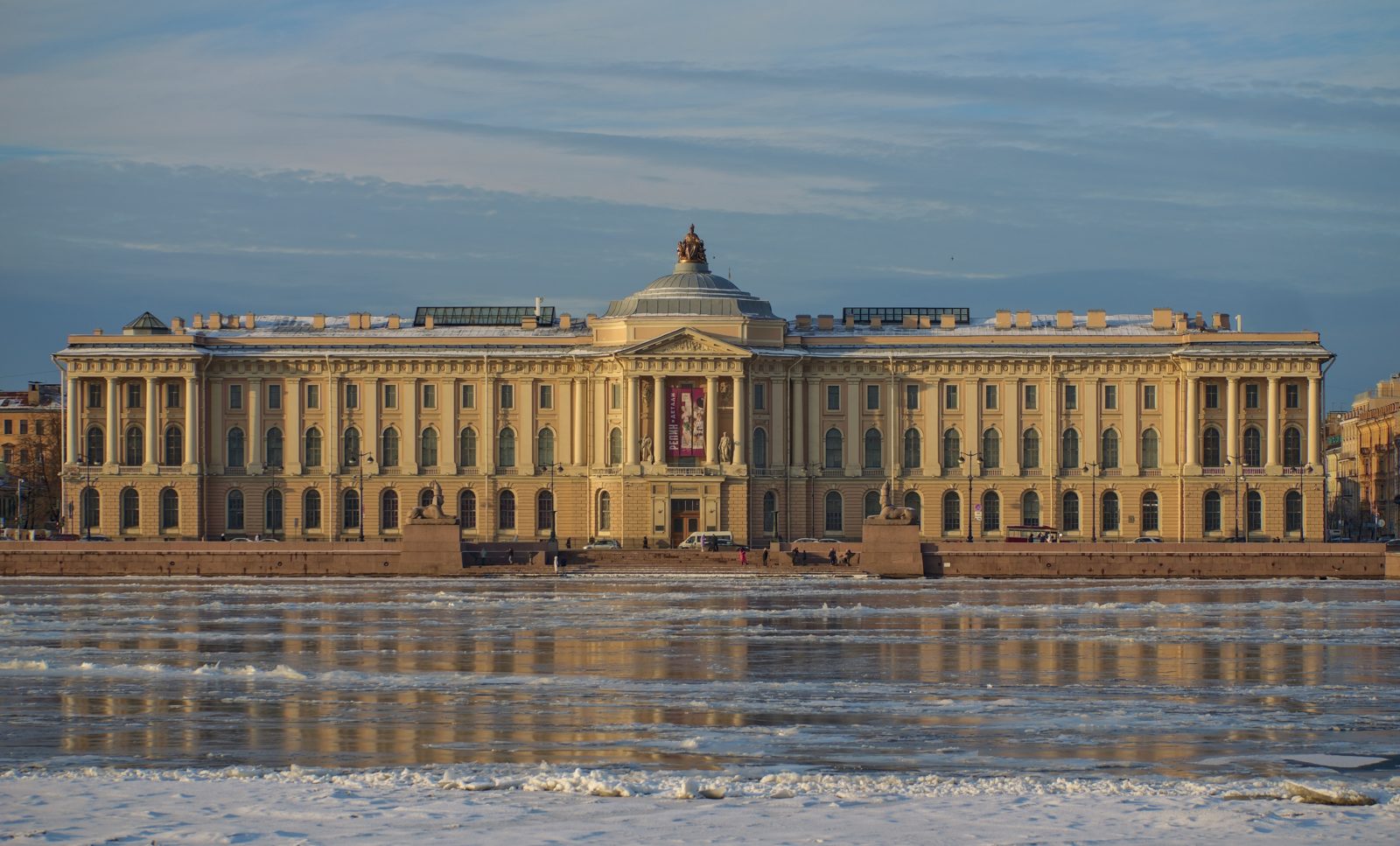 Imperial Academy of Arts building on the Neva in winter